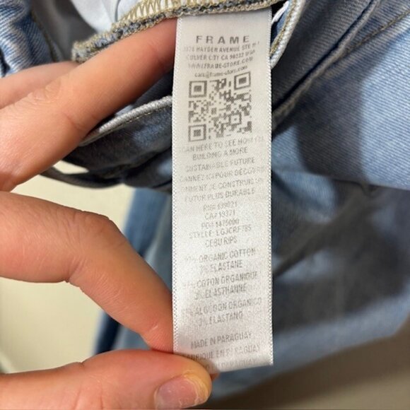 FRAME Jeans Womens 27 Le Garcon Crop Distressed Raw Hem Denim - Picture 5 of 6